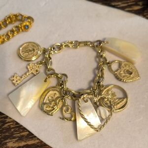 Vintage Bracelets Ones Loaded With Charms One Blue Stones . Both Pre Owned